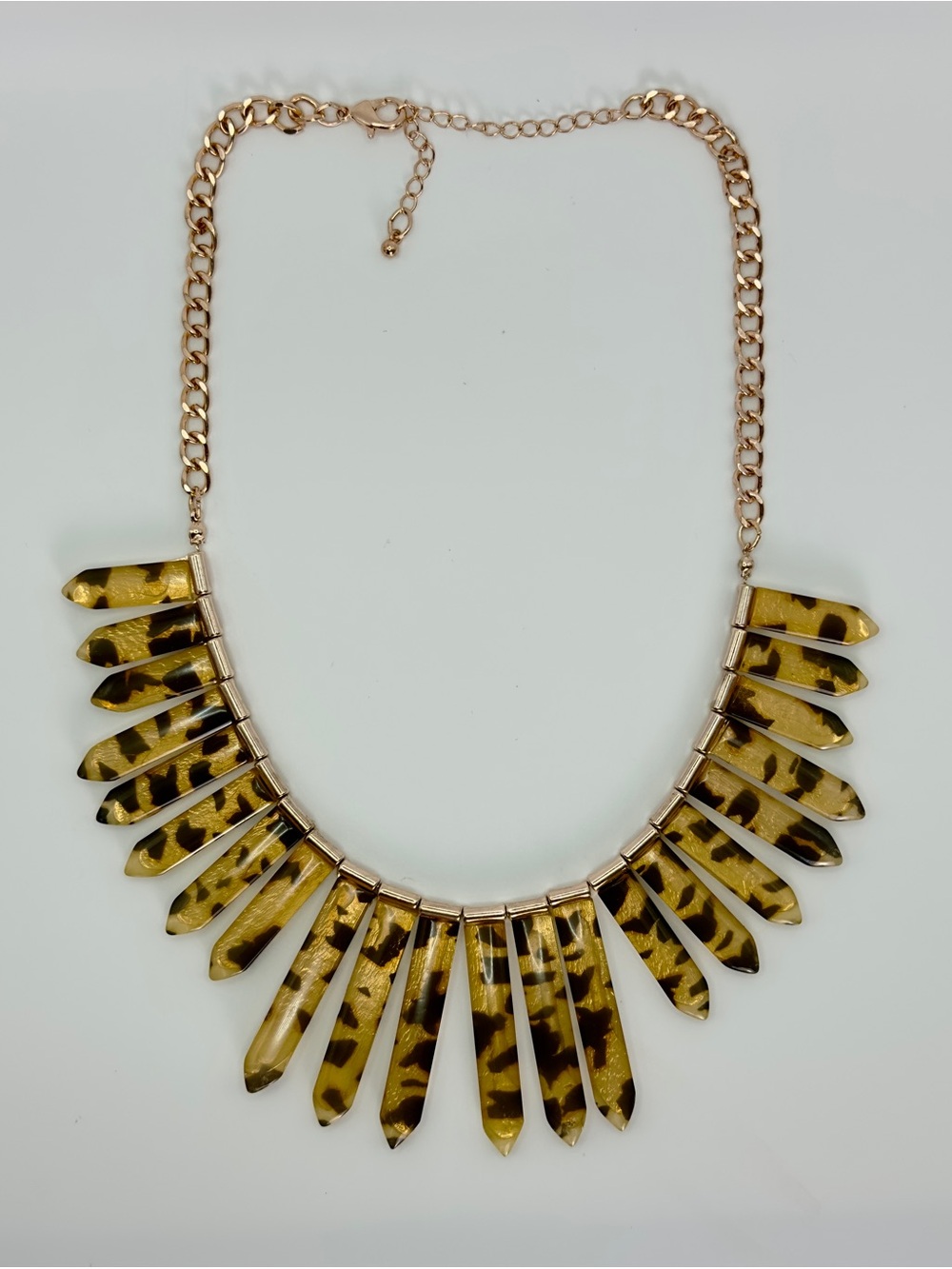 Gold-Tone Leopard Accent Statement Necklace in Yellow